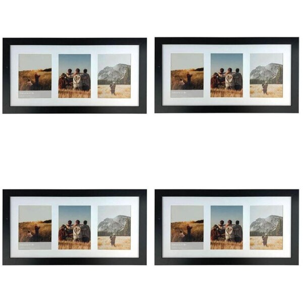 4PK Frankie & Me Wood Collage 6x8'' Triple Picture Frame Home/Office Decor Black