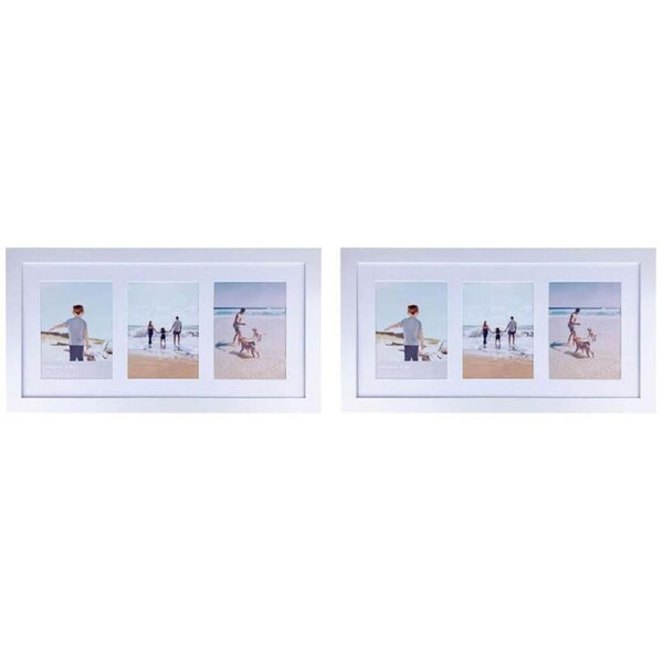 2PK Frankie & Me Wooden Collage 6x8'' Triple Picture Frame Home Decor White