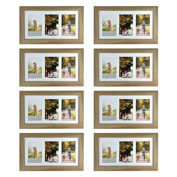 8PK Frankie & Me Wooden Collage 4x6'' Triple Picture Frame Home/Office Decor Oak