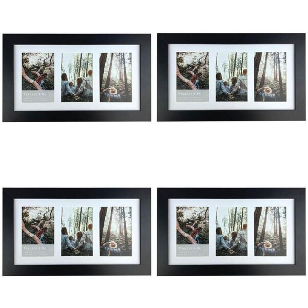 4PK Frankie & Me Wooden Collage 4x6'' Triple Picture Frame Home Decor Black