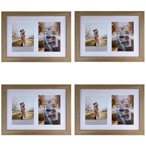 4PK Frankie & Me Wooden Collage 6x8'' Double Picture Frame Home/Office Decor Oak