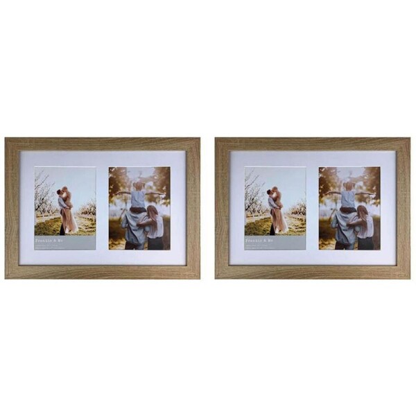 2PK Frankie & Me Wooden Collage 6x8'' Double Picture Frame Home/Office Decor Oak