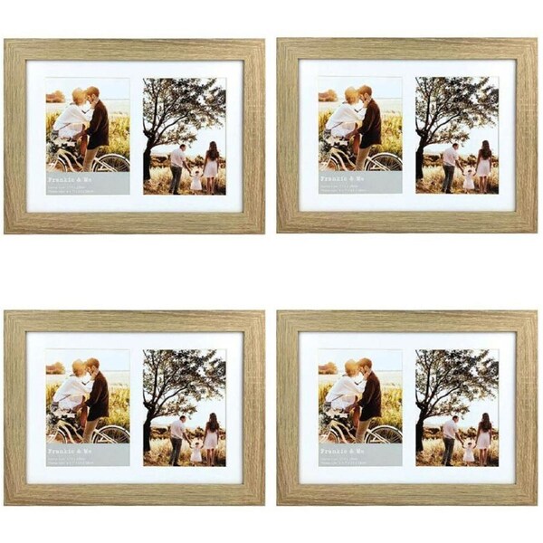 4PK Frankie & Me Wooden Collage 5x7'' Double Picture Frame Home/Office Decor Oak