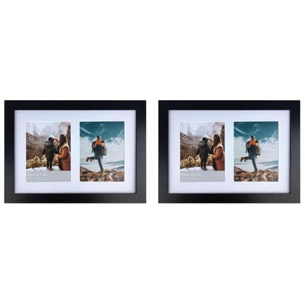 2PK Frankie & Me Wooden Collage 6x8'' Double Picture Frame Home Decor Black