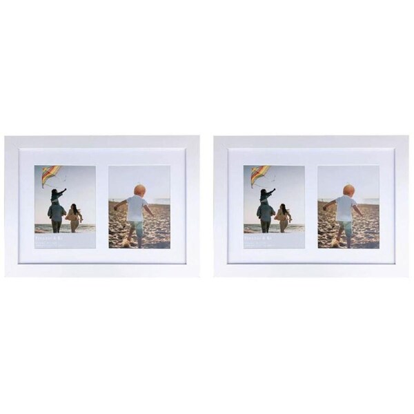 2PK Frankie & Me Wooden Collage 6x8'' Double Picture Frame Home Decor White