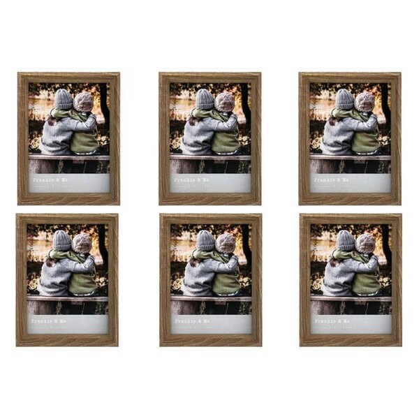 6PK Frankie & Me Window Wooden 6x8'' Picture Frame Home/Office Photo Decor Oak