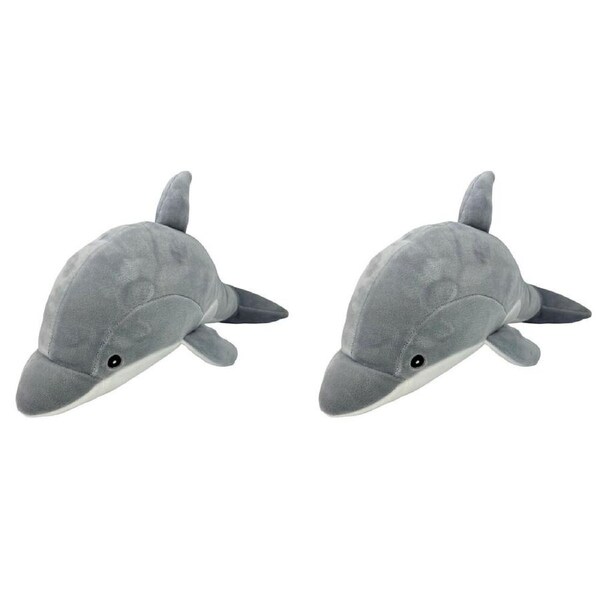 2PK Momoko Dolphin Animal Stuffed Doll Kids Soft Plush Toy 35x10x15cm Grey