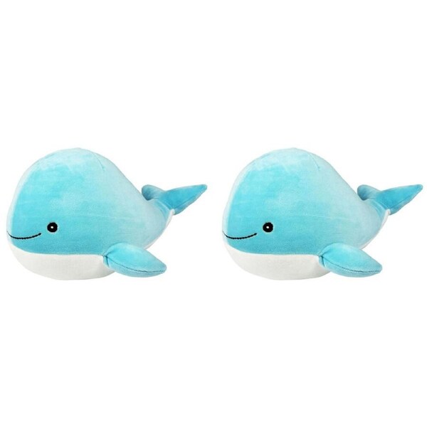 2PK Momoko Whale Animal Stuffed Doll Kids Soft Plush Toy 33x15x17cm Blue