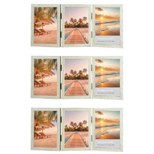 3PK Frankie & Me Hinged 4x6'' Triple Picture Frame Home/Office Photo Decor Oak