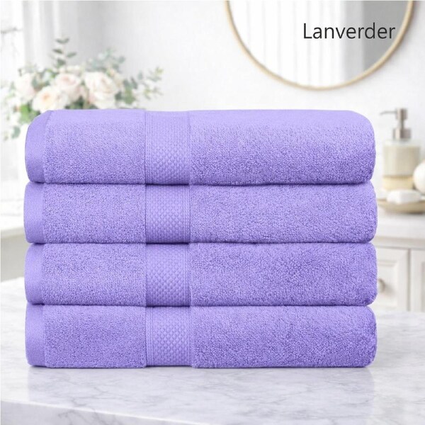 LINENOVA Luxury 100% Cotton Extra Thick Bath Towels Set 650GSM Towel Pack Lavender