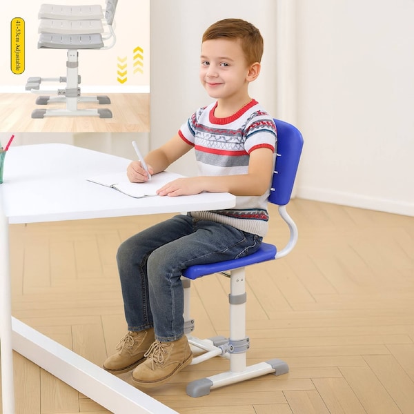 Large Size Solid Sturdy Kids Study Chair Height Adjustable Office Desk Chair Fully Assembled Blue