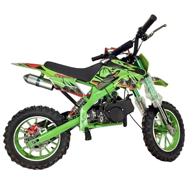2025 New Green Mini Motor Dirt Bike Kids Pocket 2 Stroke Motorbike ATV Twin Exhaust Tip Toys 49cc