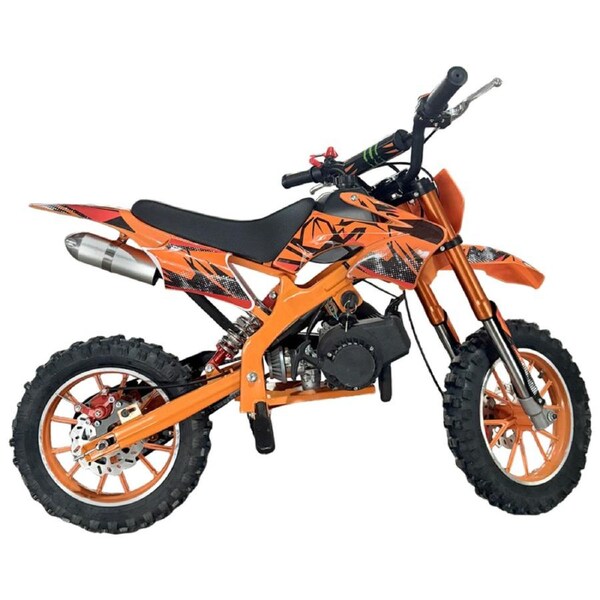 2025 New Orange Mini Motor Dirt Bike Kids Pocket 2 Stroke Motorbike ATV Twin Exhaust Tip Toys 49cc