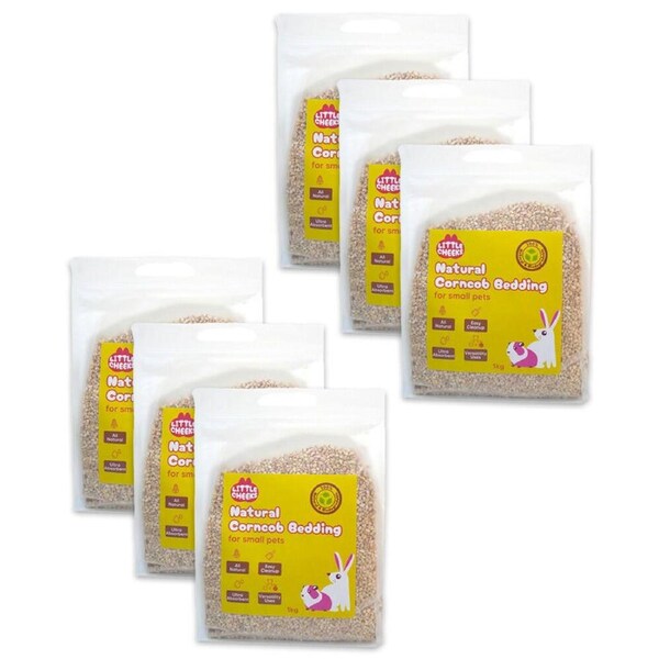 6PK Little Cheeks Natural Corncob Small Pets Rabbit/Guinea Pig Bedding 1kg