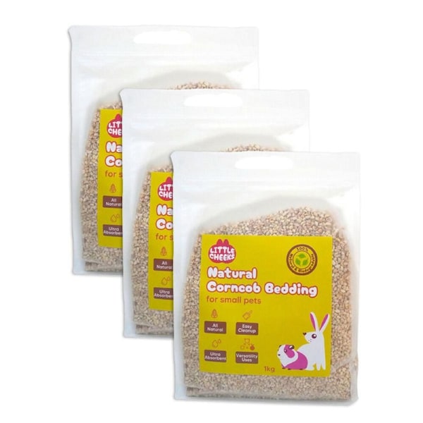 3PK Little Cheeks Natural Corncob Small Pets Rabbit/Guinea Pig Bedding 1kg