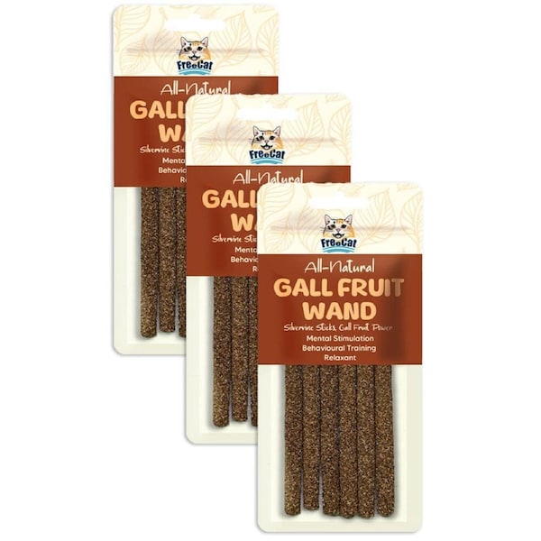 3PK 6pc Freecat Natural Gall Fruit Wand Silvervine Sticks Pet Cat Dental Care