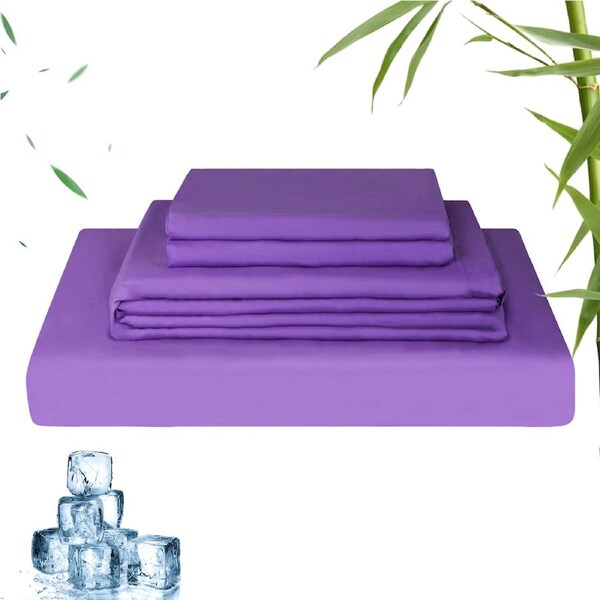 LINENOVA 2000TC Bamboo Sheet Set Ultra Soft Bedding Sets For All Year Comfort Double / Purple