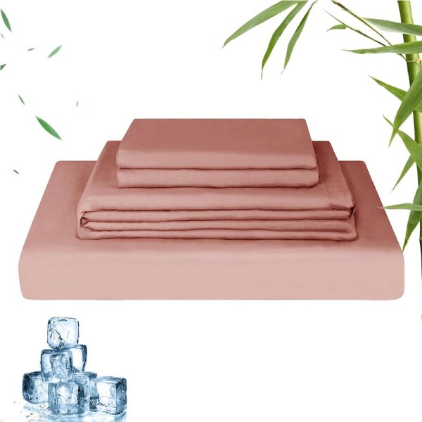 LINENOVA 2000TC Cooling Bamboo Sheet Set Ultra Soft Bedding Sets For All Year Comfort Queen / Dusty Pink