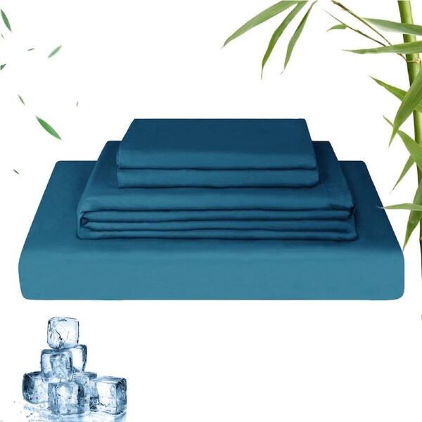 LINENOVA 2000TC Bamboo Sheet Set Ultra Soft Bedding Sets For All Year Comfort Queen / Biscay Blue