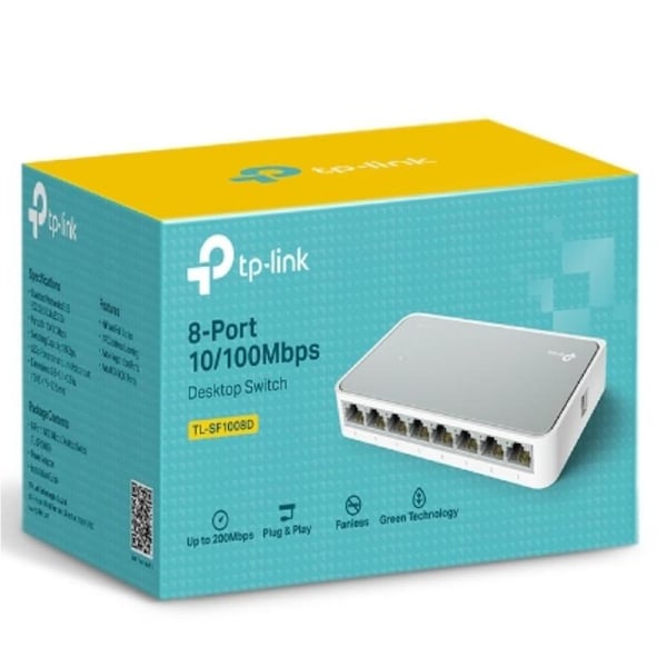 TP-Link TL-SF1008D 8-port 10/100M Desktop Switch, 8 10/100M RJ45 ports, Plastic case, Supports Auto MDI/MDIX