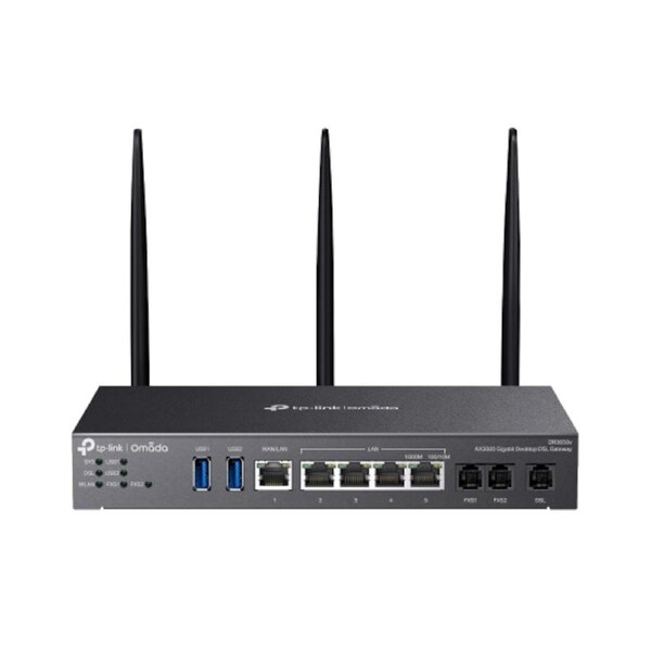 TP-Link DR3650v Omada AX3000 Wi-Fi 6 Gigabit Desktop DSL Gateway, 574Mbps at 2.4 GHz + 2402 Mbps at 5 GHz (HE160) Wi-Fi Speed, VDSL Profile 35b 350/60