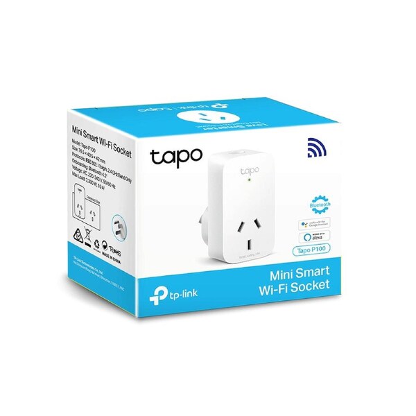 TP-Link Tapo P100(1-pack) Mini Smart Wi-Fi Socket Smart Plug, Remote Control, Voice Control, Away Mode, Easy Setup and Use