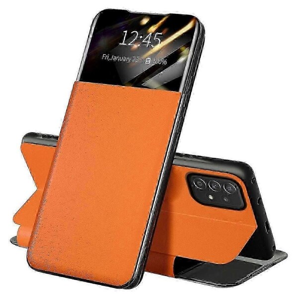 For Samsung Galaxy A52 4G / 5G / A52s 5G View Window Drop-proof Leather Phone Case with Card Holder Stand