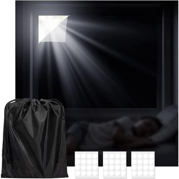 Portable Blackout Curtains,100% Blackout Shades for Bedroom Travel Apartment Nursery, Cut Easily Temporary Blackout Shades with Reusable Adhesive,145cmx240cm