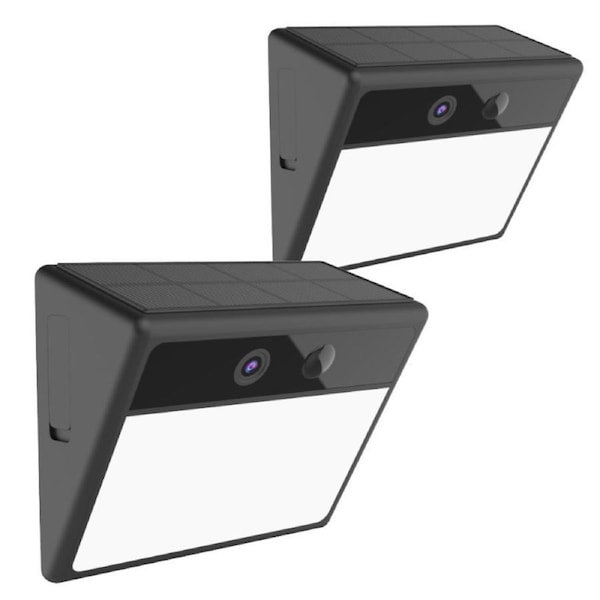 Laser Smart Twin Pack Outdoor Cameras with Solar Powered Wall Lights