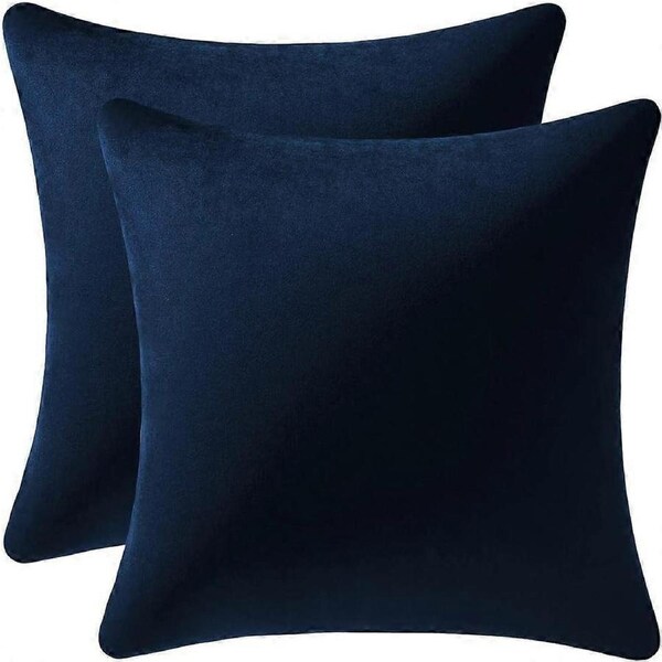 Couch Pillow Cases 20x20 Navy: 2 Pack Cozy Soft Velvet Square Throw Pillow Covers for Farmhouse Home Decor, IFENG