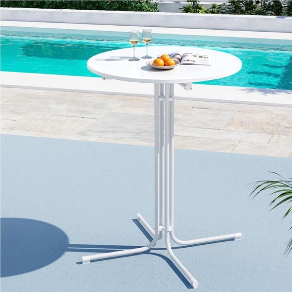 Gardeon Outdoor Bar Table Round Folding Desk Top 109cm Side Tables Patio Furniture White