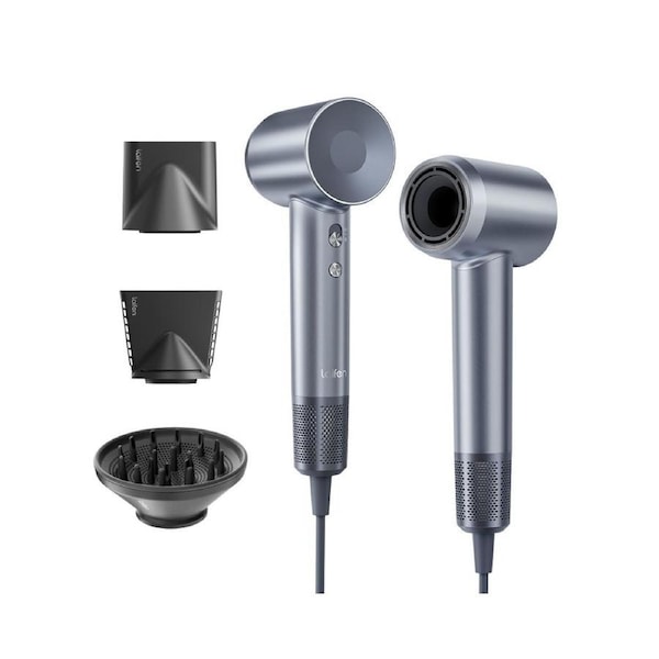 Laifen Swift Special High Speed Hair Dryer Silver Blue with 3 Styling Nozzles