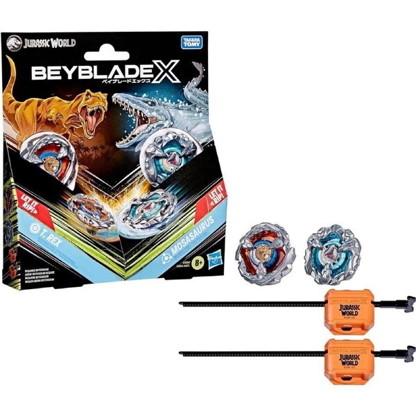 Beyblade X Jurassic World Collab T. Rex vs. Mosasaurus
