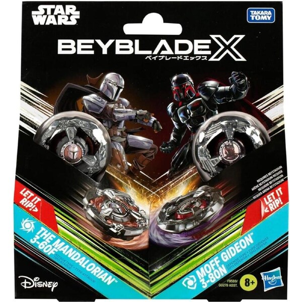Beyblade X and Star Wars Collab The Mandalorian 3-60F vs. Moff Gideon 3-80N