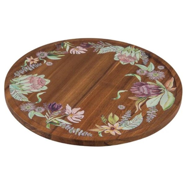 Ladelle Leura Wooden Lazy Susan Board Handpainted 64344