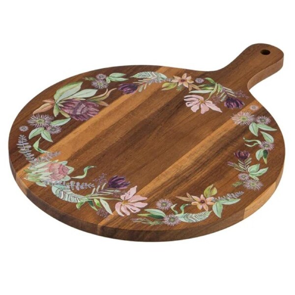 Ladelle Leura Round Wooden Serving Board Handpainted 64343