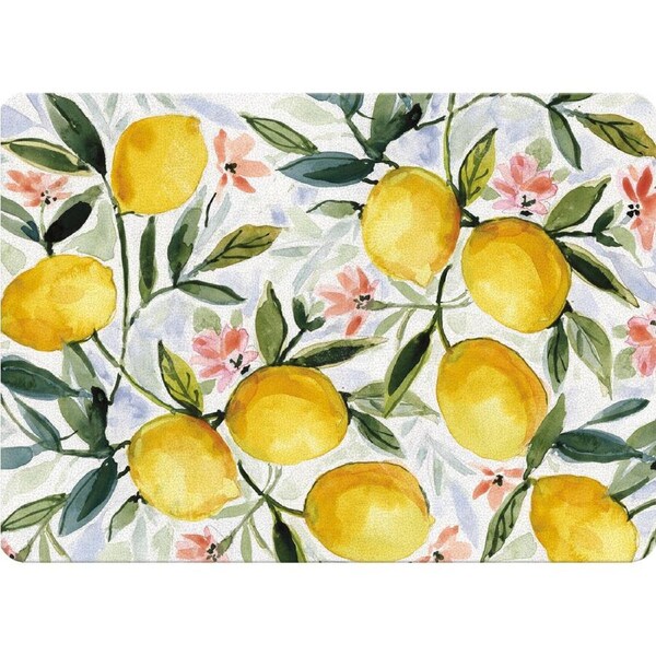Lang Kitchen GLASS Lovely Lemons Chopping Board Surface Saver