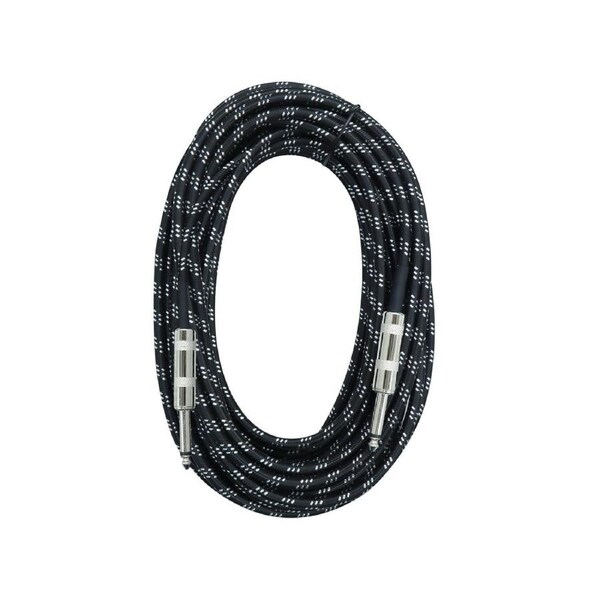 HEBIKUO 10m Braided Guitar Lead 1/4" Jack 6.35mm Tip XA-10-BLK