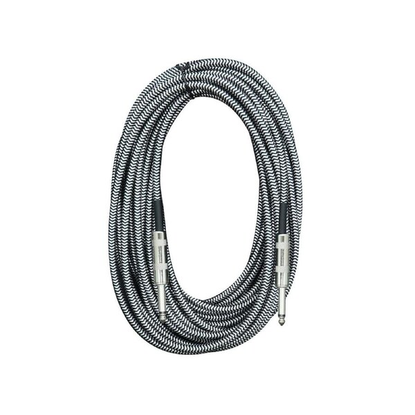 HEBIKUO 10m Braided Guitar Lead 1/4" Jack 6.35mm Tip XA-10-WHT