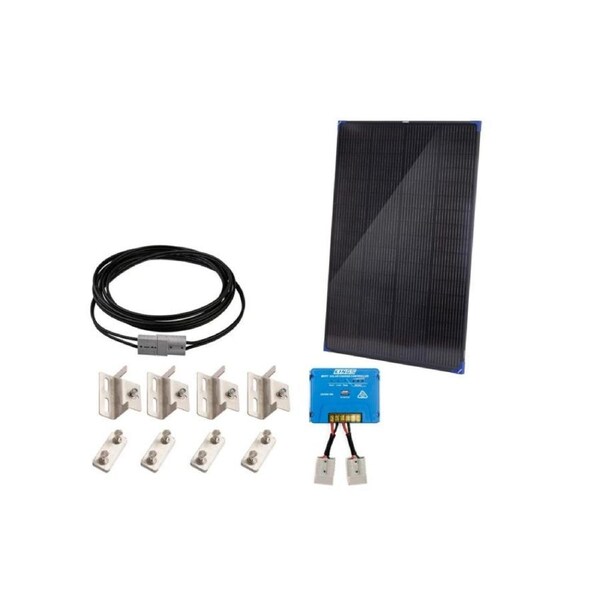 Kings 200W Fixed Solar Panel + 6m Extension Lead + Solar Panel Mounting Brackets + MPPT Solar Regulator