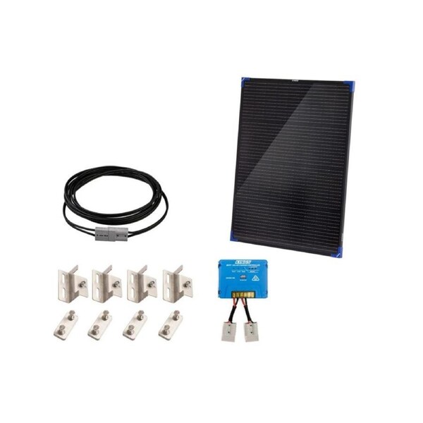 Kings 100W Fixed Solar Panel + 6m Extension Lead + Solar Panel Mounting Brackets + 20A MPPT Solar Regulator