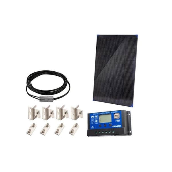 Kings 200W Fixed Solar Panel + 6m Extension Lead + Solar Panel Mounting Brackets + 15A PWM Solar Controller
