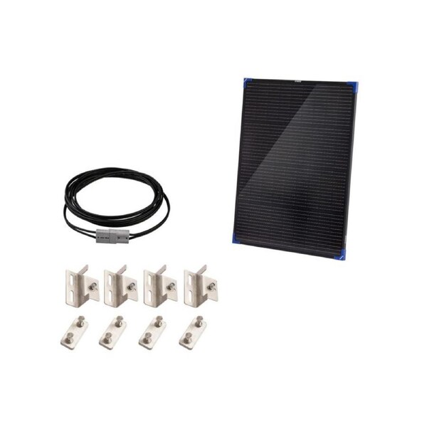 Kings 100W Fixed Solar Panel + 6m Extension Lead + Solar Panel Mounting Brackets