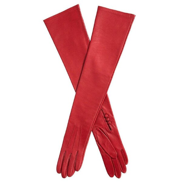 Dents Women's Three-Point Long Opera Leather Gloves in Berry 8