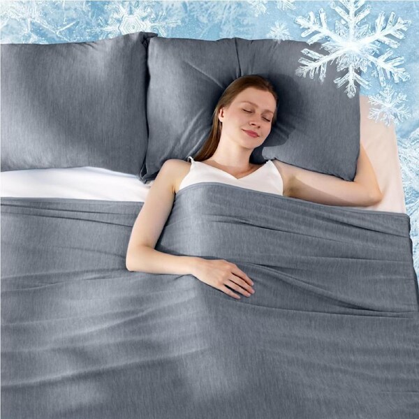 LINENOVA Cooling Blanket Pillowcases Keep Cool Lightweight Comfort Soft 127 x 152 cm / Grey