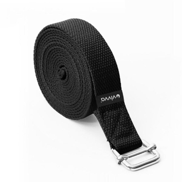 Vivva Yoga Exercise Pilate Cotton Stretch Strap Belt Leg Waist Resistance Band, 3.8cm x 250cm, 4 Colours Black