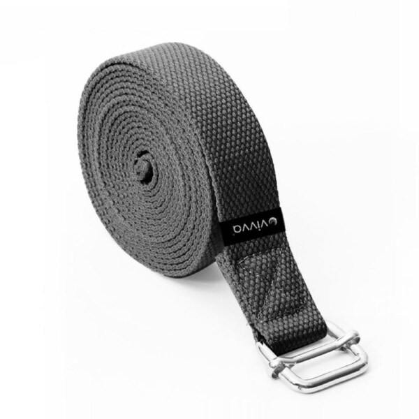 Vivva Yoga Exercise Pilate Cotton Stretch Strap Belt Leg Waist Resistance Band, 3.8cm x 250cm, 4 Colours Grey