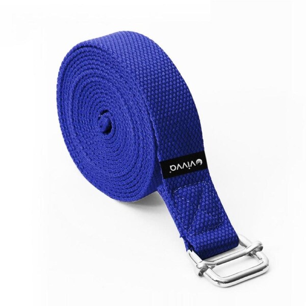 Vivva Yoga Exercise Pilate Cotton Stretch Strap Belt Leg Waist Resistance Band, 3.8cm x 250cm, 4 Colours Blue