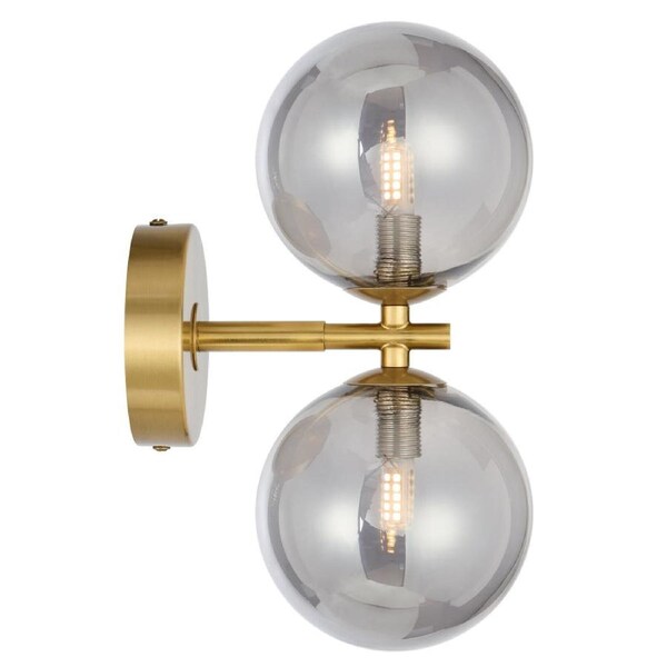 Felton Modern Wall Lamp Light Glass Metal Antique Gold Smoke Polished