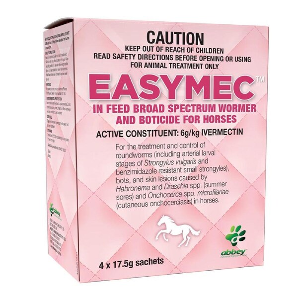 Abbey Easymec In Feed Broad Spectrum Wormer & Boticide For Horses 4 X 17.5g